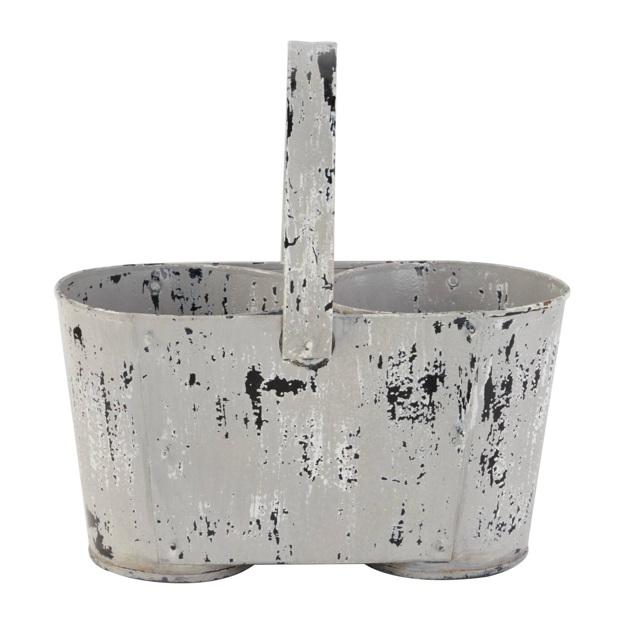 7" White Iron Vintage Planter